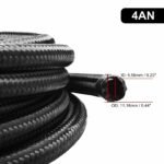 ⁦Black Fuel Hose Oil Gas Line AN4-AN6-AN8-AN10-AN12 Nylon/Stainless Steel Braided⁩ - الصورة ⁦3⁩