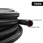 ⁦Black Fuel Hose Oil Gas Line AN4-AN6-AN8-AN10-AN12 Nylon/Stainless Steel Braided⁩ - الصورة ⁦6⁩
