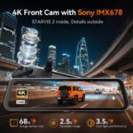 WOLFBOX G900Pro 12MP WiFi Touch Screen Rear View Mirror Dash Cam Smart Mirror RHD - Image 2