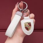 Genuine Leather Porsche Keychain - Billede 4