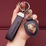 Genuine Leather Porsche Keychain - Billede 6