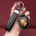 Genuine Leather Porsche Keychain - Billede 2